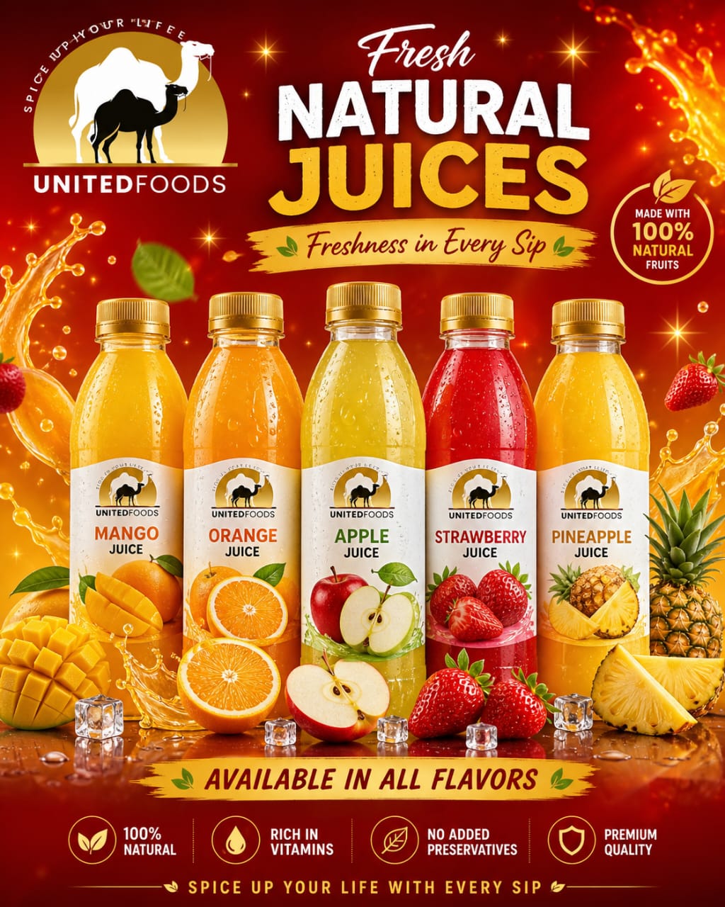 Natural Fruit Juices Splash Poster 02